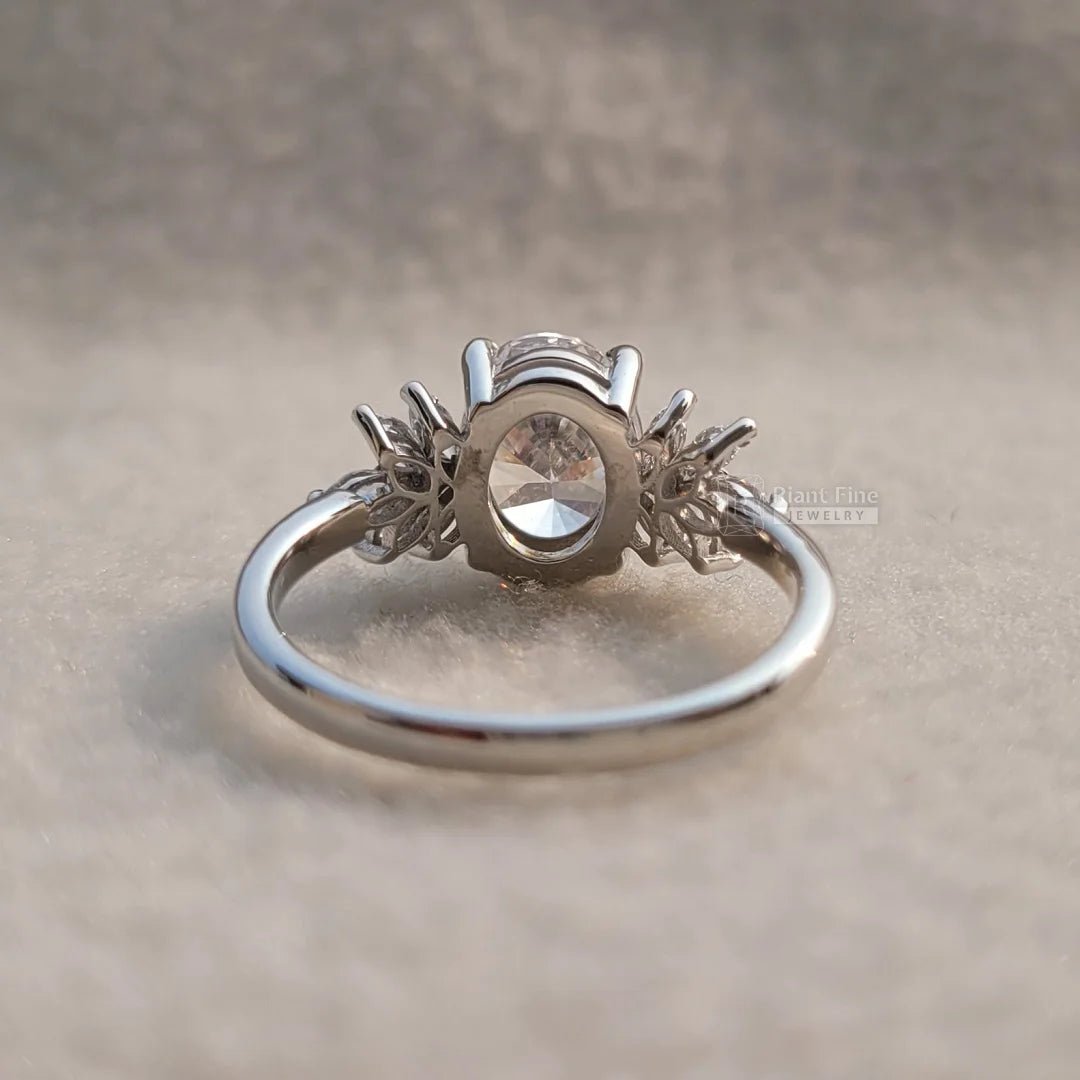 Cluster 2 Ct Oval Diamond White Gold Engagement Ring - Riant Fine Jewelry