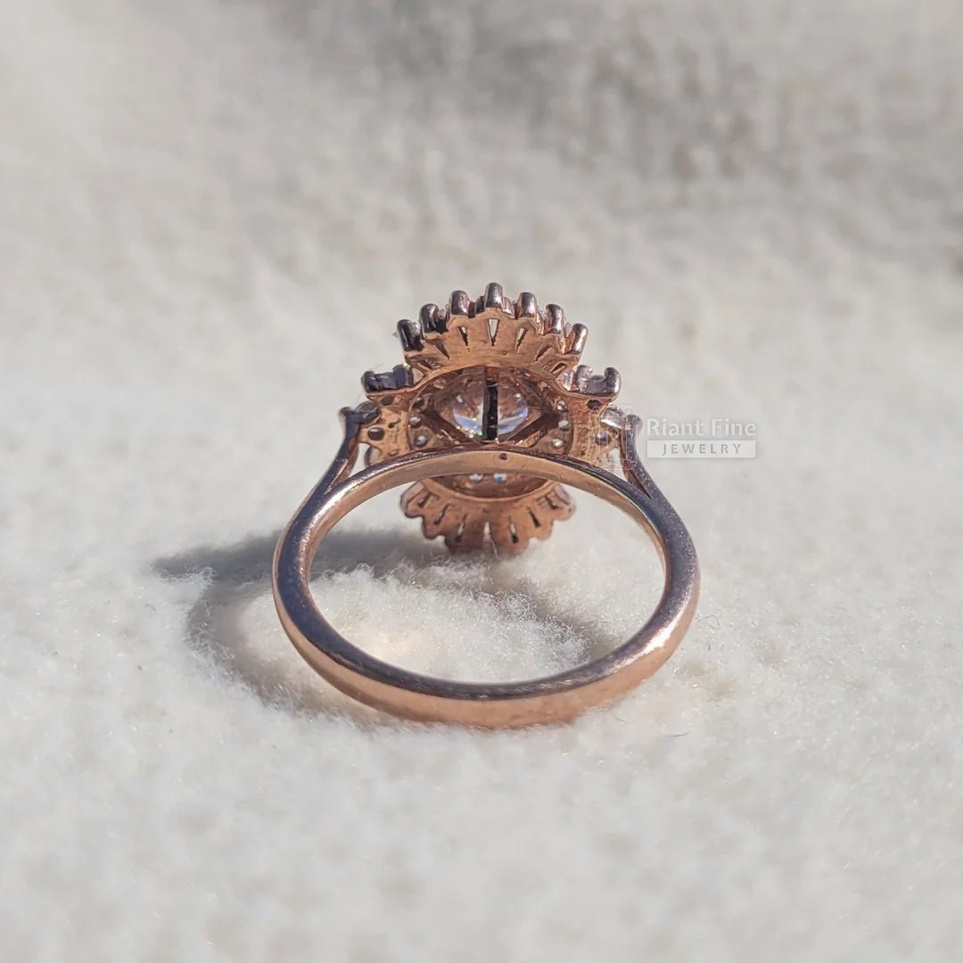 Cluster Halo Round Diamond Art Deco Engagement Ring - Riant Fine Jewelry