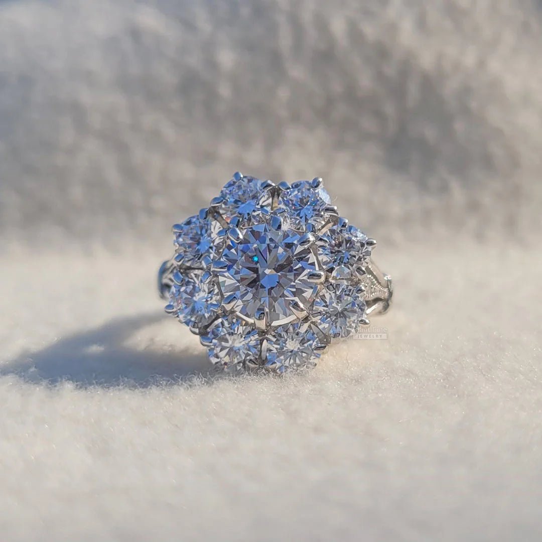 Cluster Round Diamond Halo Engagement Ring - Riant Fine Jewelry