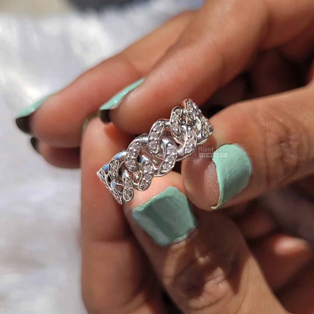 Cuban Link Chain Eternity Diamond Wedding Band - Riant Fine Jewelry