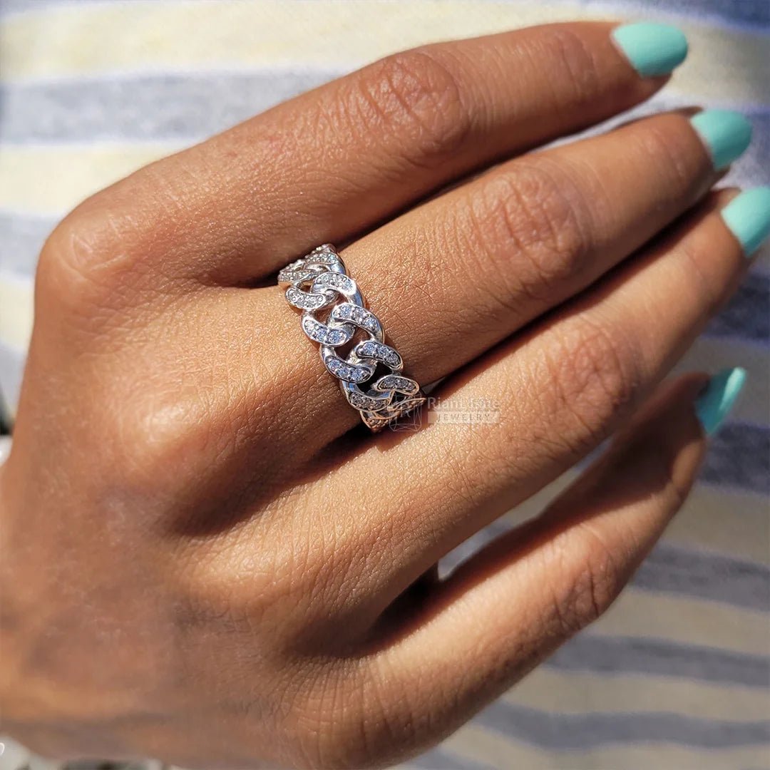Cuban Link Chain Eternity Diamond Wedding Band - Riant Fine Jewelry