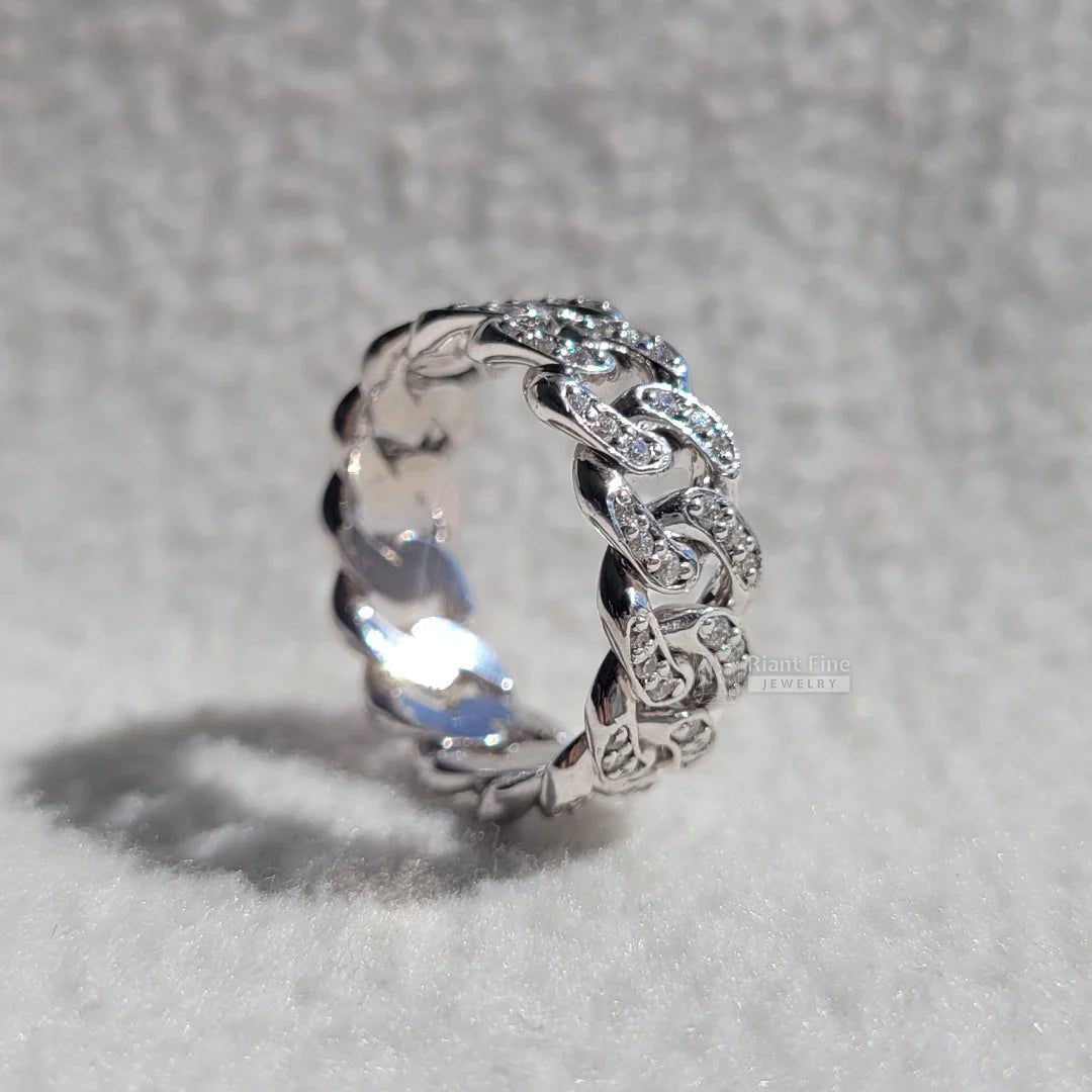 Cuban Link Chain Eternity Diamond Wedding Band - Riant Fine Jewelry