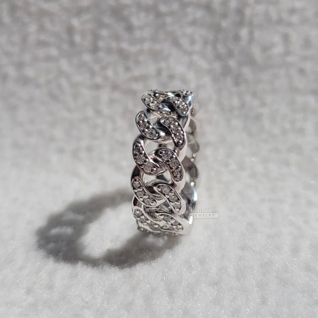Cuban Link Chain Eternity Diamond Wedding Band - Riant Fine Jewelry