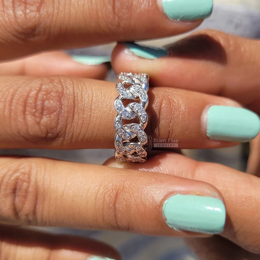 Cuban Link Chain Eternity Diamond Wedding Band - Riant Fine Jewelry