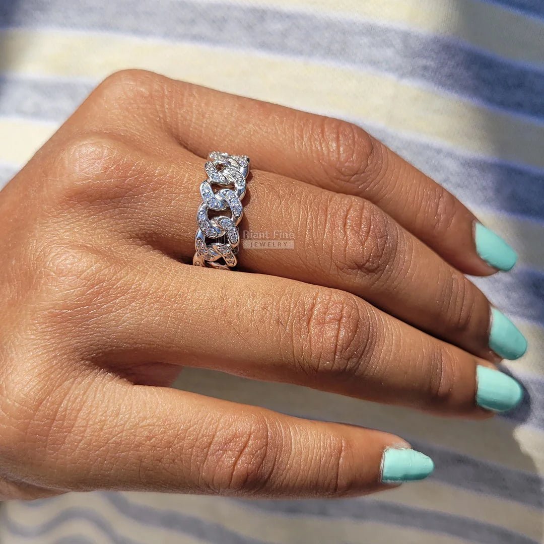 Cuban Link Chain Eternity Diamond Wedding Band - Riant Fine Jewelry