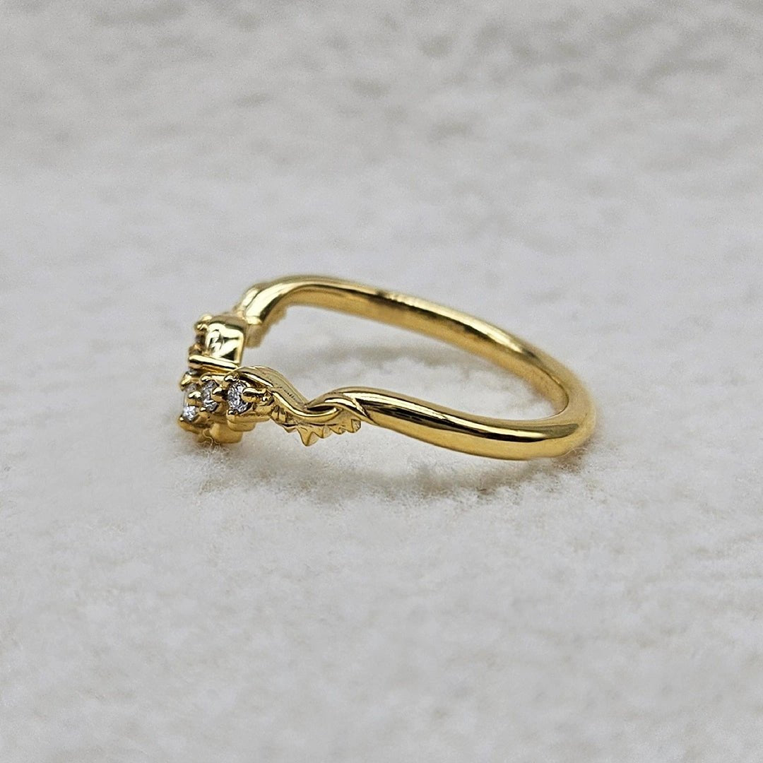 Curved Diamond Wedding Band for Women in 14K Yellow Gold - Riant Fine Jewelry LLC
