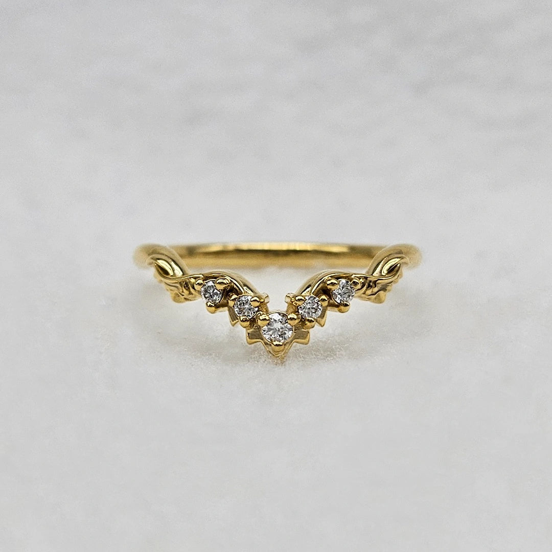 Curved Diamond Wedding Band for Women in 14K Yellow Gold - Riant Fine Jewelry LLC