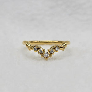 Curved Diamond Wedding Band for Women in 14K Yellow Gold