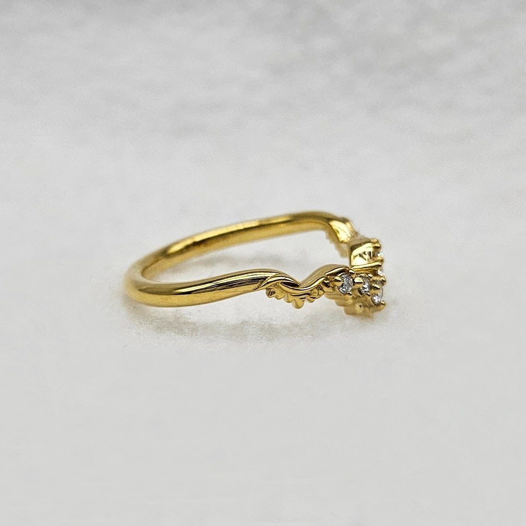 Curved Diamond Wedding Band for Women in 14K Yellow Gold - Riant Fine Jewelry LLC