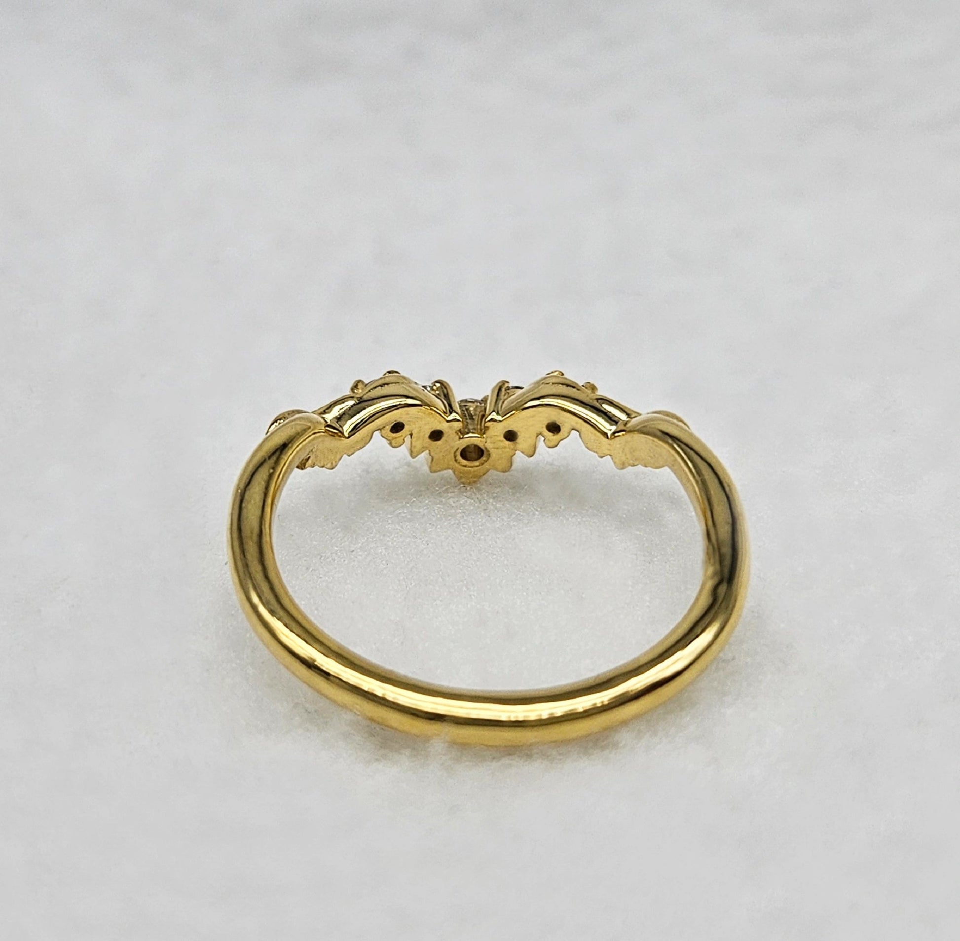 Curved Diamond Wedding Band for Women in 14K Yellow Gold - Riant Fine Jewelry LLC
