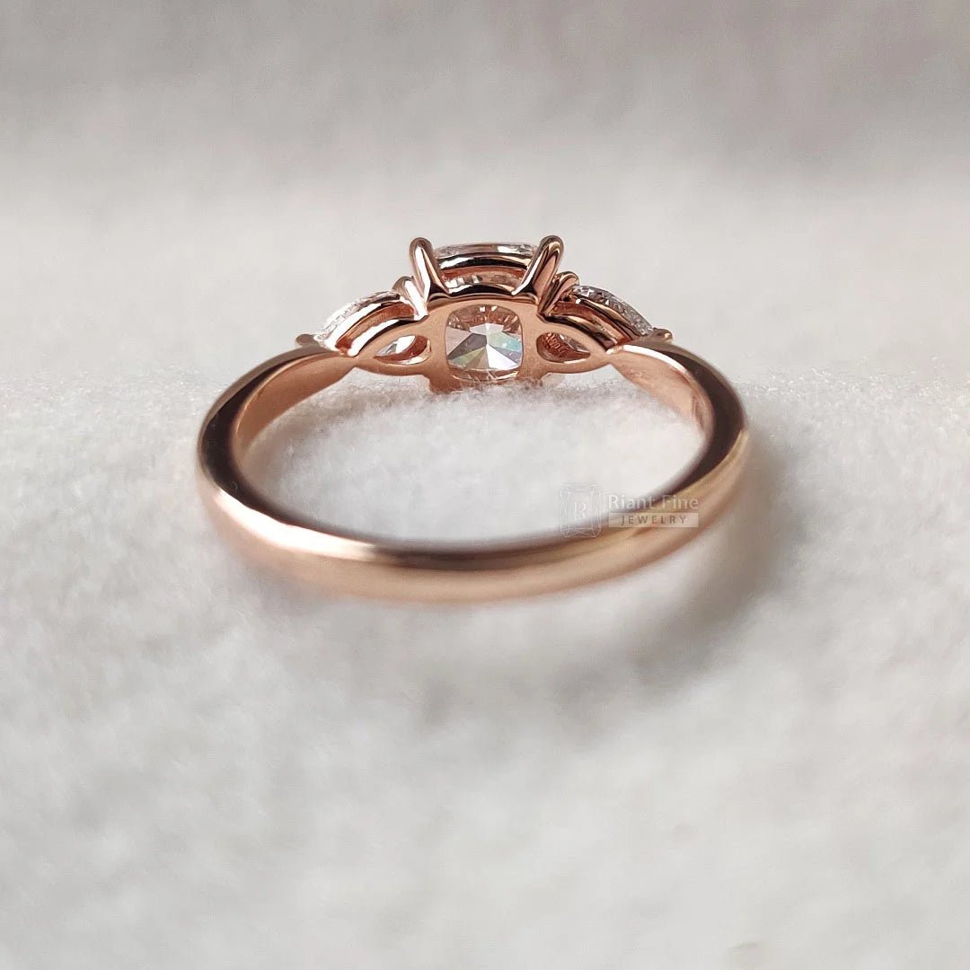 Cushion Cut Three Stone Lab Grown Diamond Ring - Riant Fine Jewelry