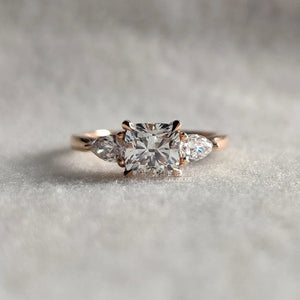 Cushion Cut Three Stone Lab Grown Diamond Ring
