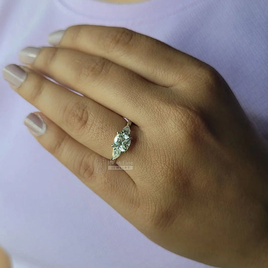 Cushion Cut Three Stone Lab Grown Diamond Ring - Riant Fine Jewelry