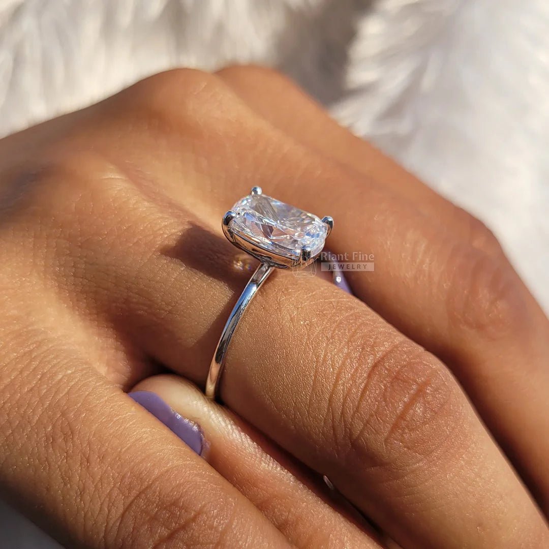Cushion Lab Grown Diamond Gold Solitaire Engagement Ring - Riant Fine Jewelry