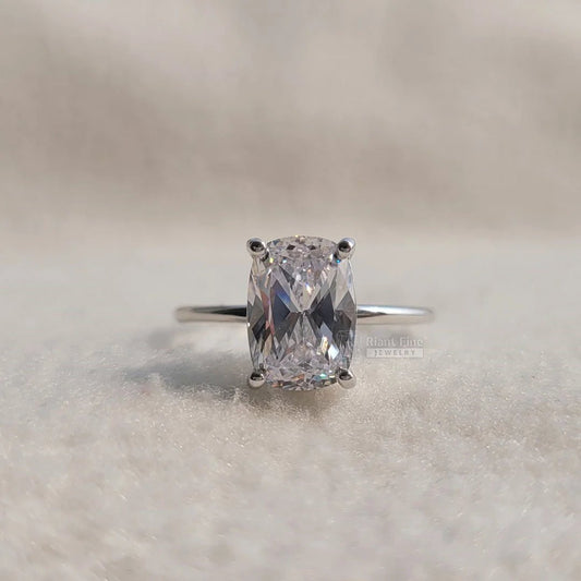 Cushion Lab Grown Diamond Gold Solitaire Engagement Ring - Riant Fine Jewelry