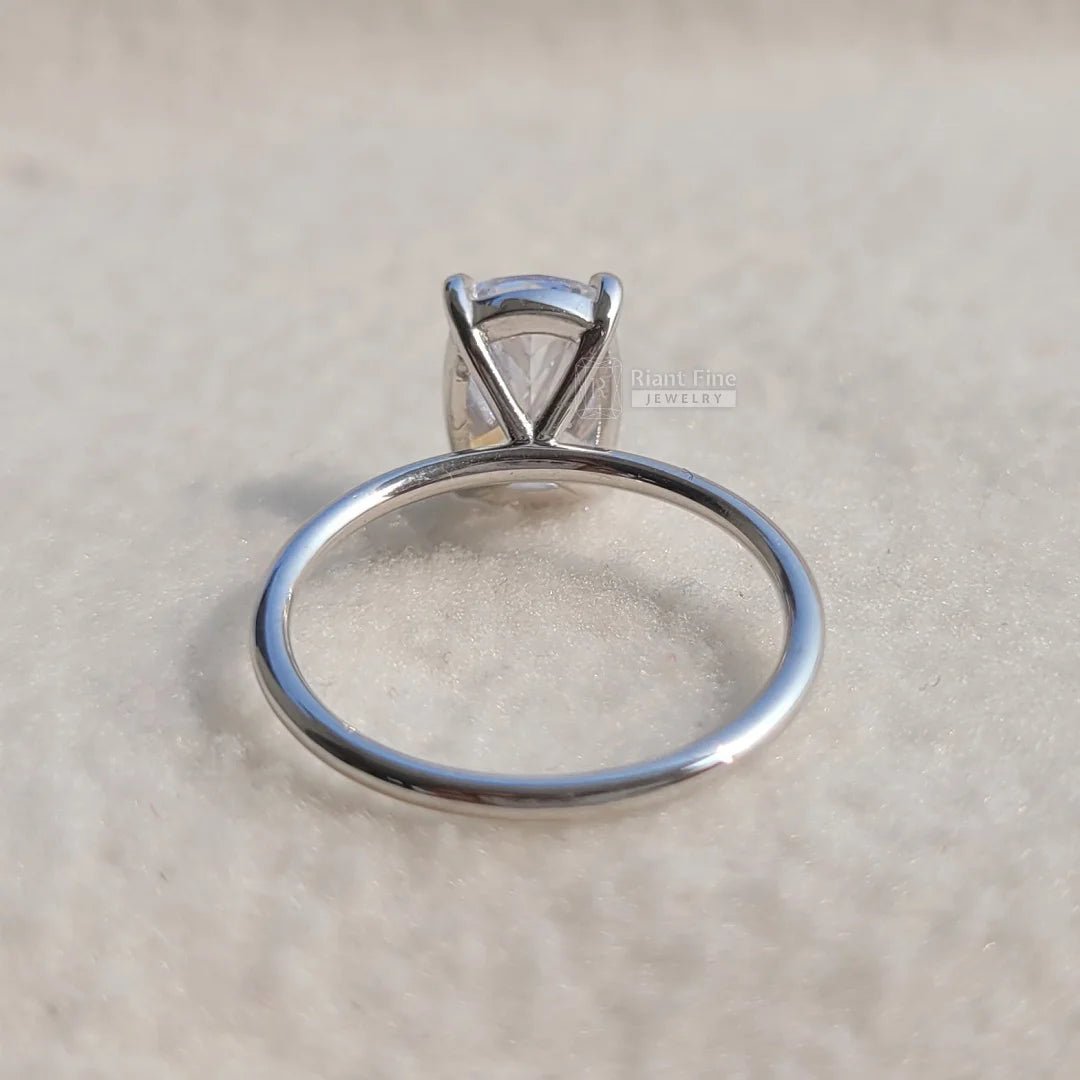 Cushion Lab Grown Diamond Gold Solitaire Engagement Ring - Riant Fine Jewelry