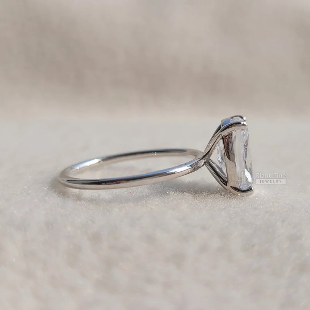 Cushion Lab Grown Diamond Gold Solitaire Engagement Ring - Riant Fine Jewelry
