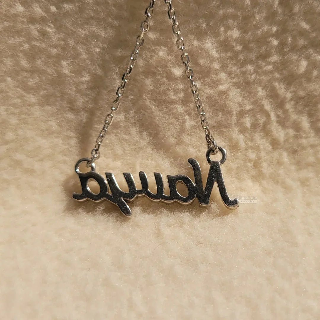 Custom Name Latter Diamond Pendant In 14K White Gold - Riant Fine Jewelry