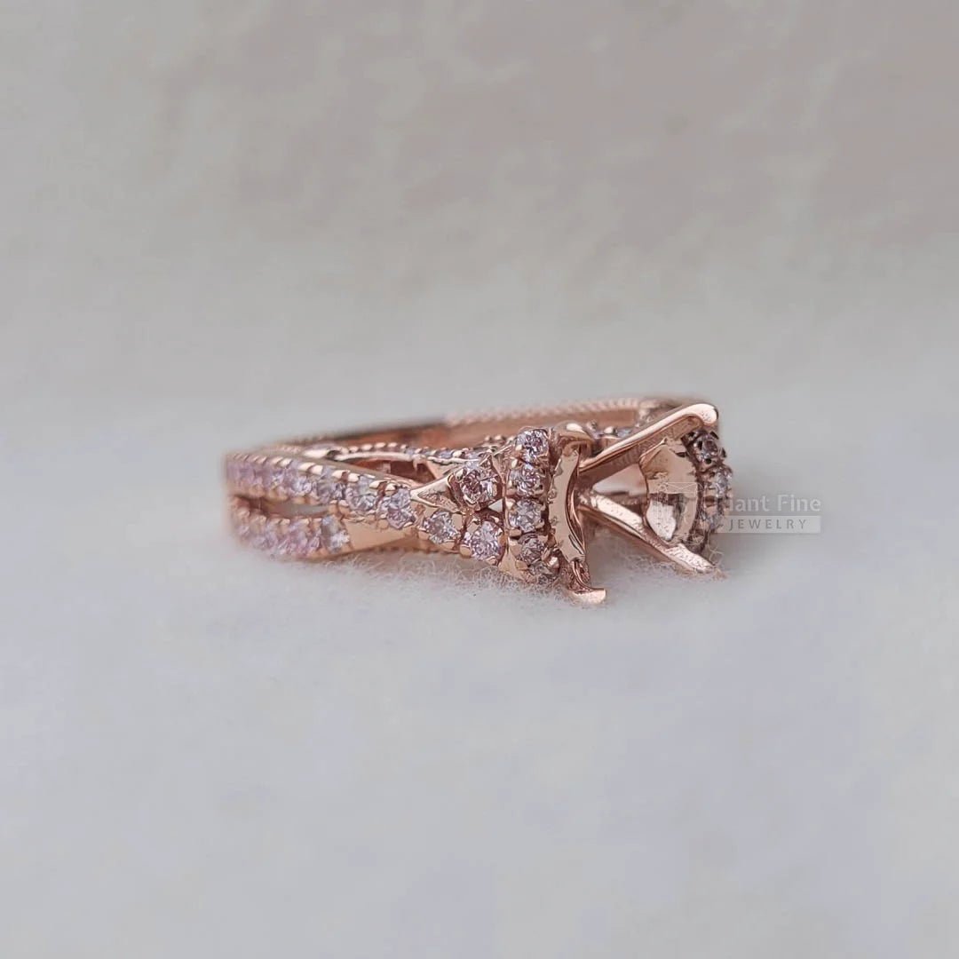 Custom Semi Mount Pink Diamond Rose Gold Wedding Ring - Riant Fine Jewelry LLC