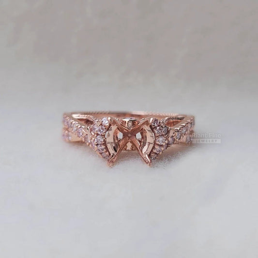 Custom Semi Mount Pink Diamond Rose Gold Wedding Ring - Riant Fine Jewelry LLC