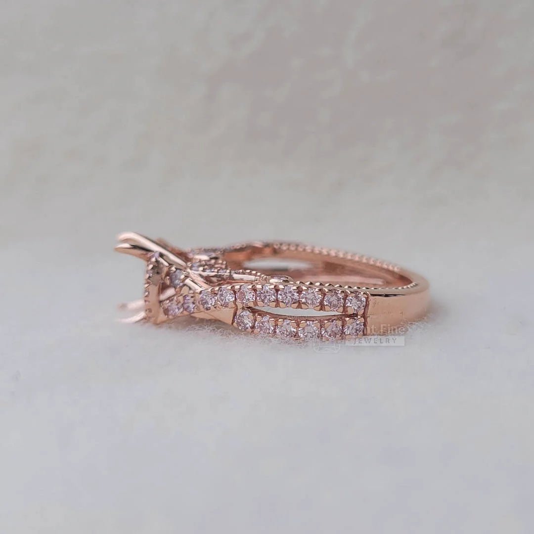 Custom Semi Mount Pink Diamond Rose Gold Wedding Ring - Riant Fine Jewelry LLC