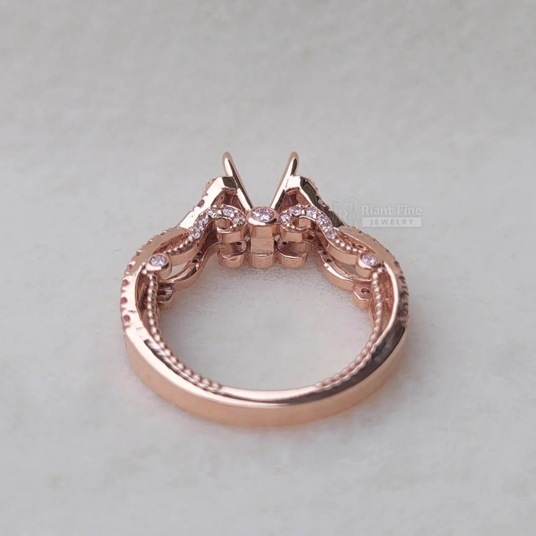 Custom Semi Mount Pink Diamond Rose Gold Wedding Ring - Riant Fine Jewelry LLC