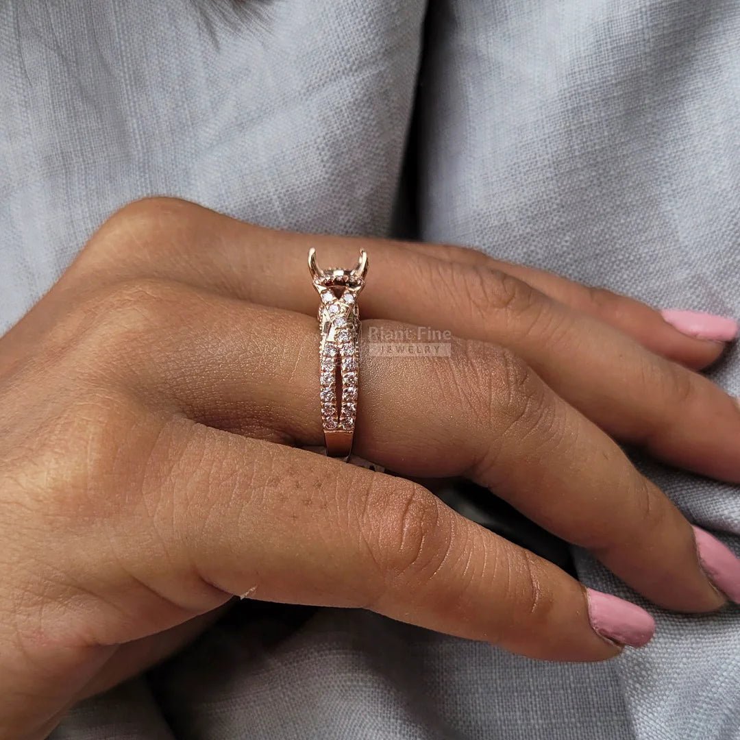 Custom Semi Mount Pink Diamond Rose Gold Wedding Ring - Riant Fine Jewelry LLC