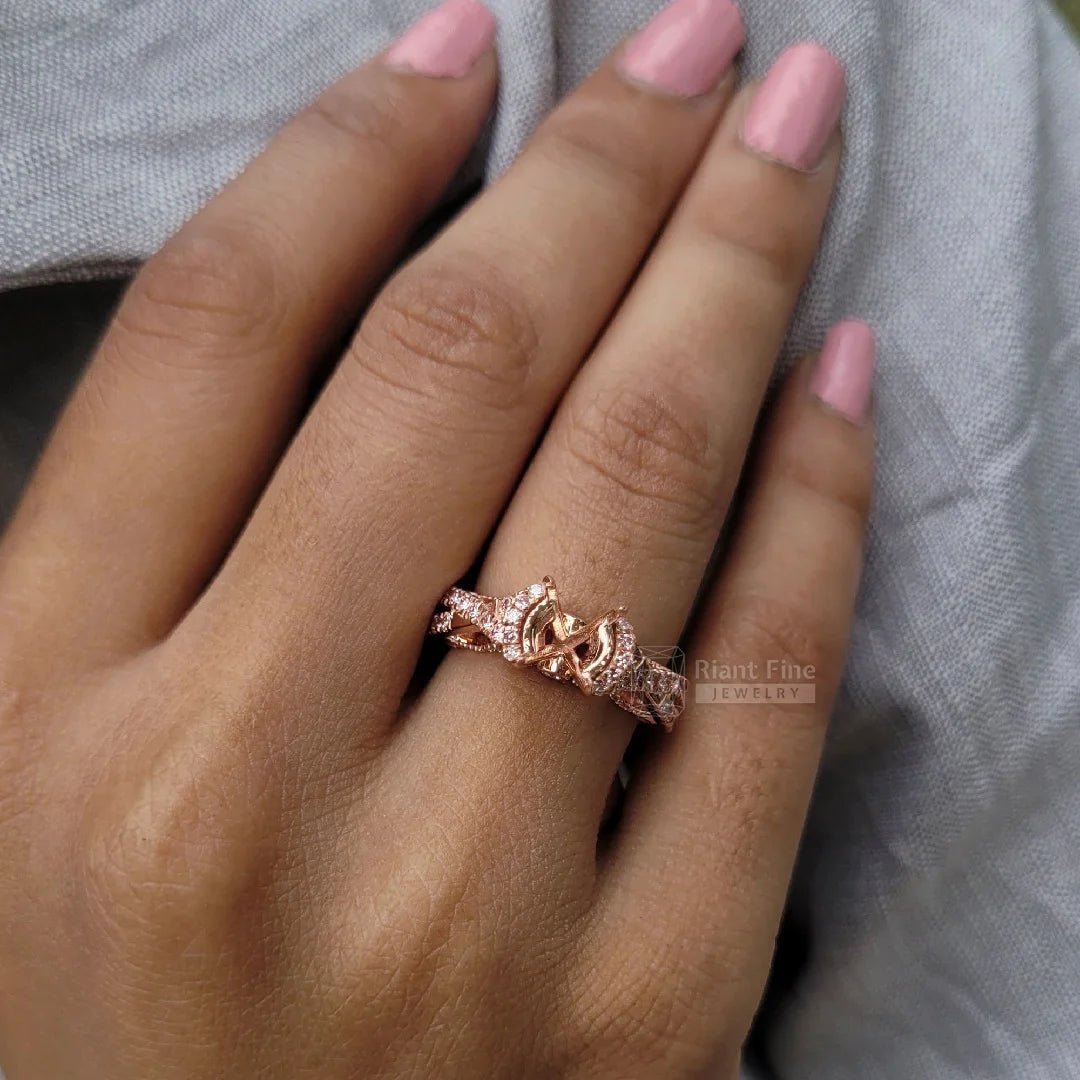Custom Semi Mount Pink Diamond Rose Gold Wedding Ring - Riant Fine Jewelry LLC
