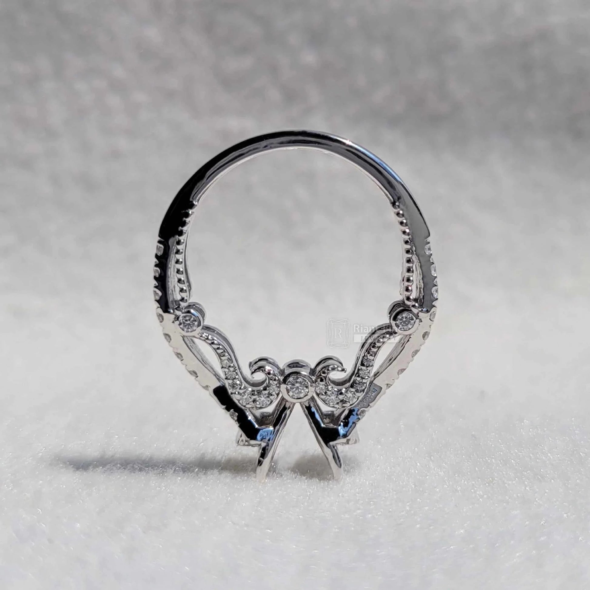 Custom Semi Mount Unique Diamond Engagement Ring 14K Gold - Riant Fine Jewelry LLC
