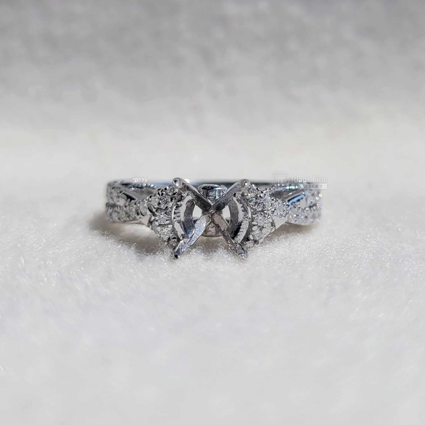 Custom Semi Mount Unique Diamond Engagement Ring 14K Gold - Riant Fine Jewelry LLC