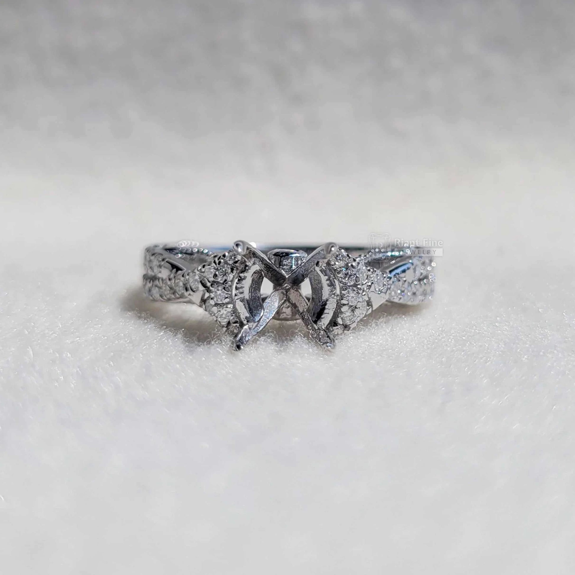 Custom Semi Mount Unique Diamond Engagement Ring 14K Gold - Riant Fine Jewelry LLC