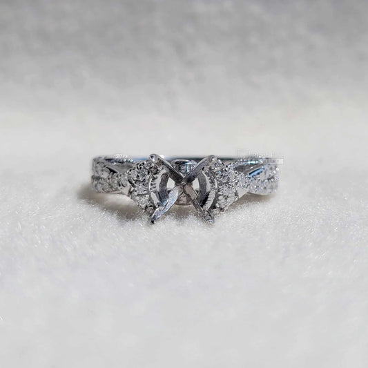 Custom Semi Mount Unique Diamond Engagement Ring 14K Gold - Riant Fine Jewelry LLC