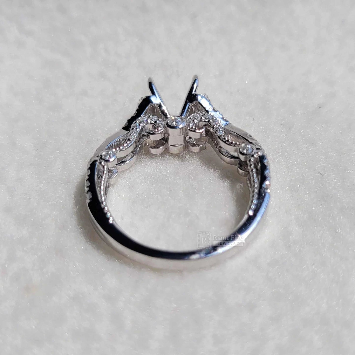Custom Semi Mount Unique Diamond Engagement Ring 14K Gold - Riant Fine Jewelry LLC