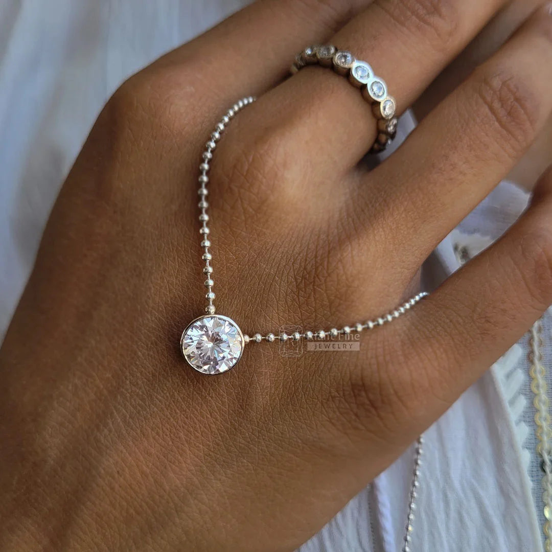 Bezel Set Moissanite Pendant In 18K Gold