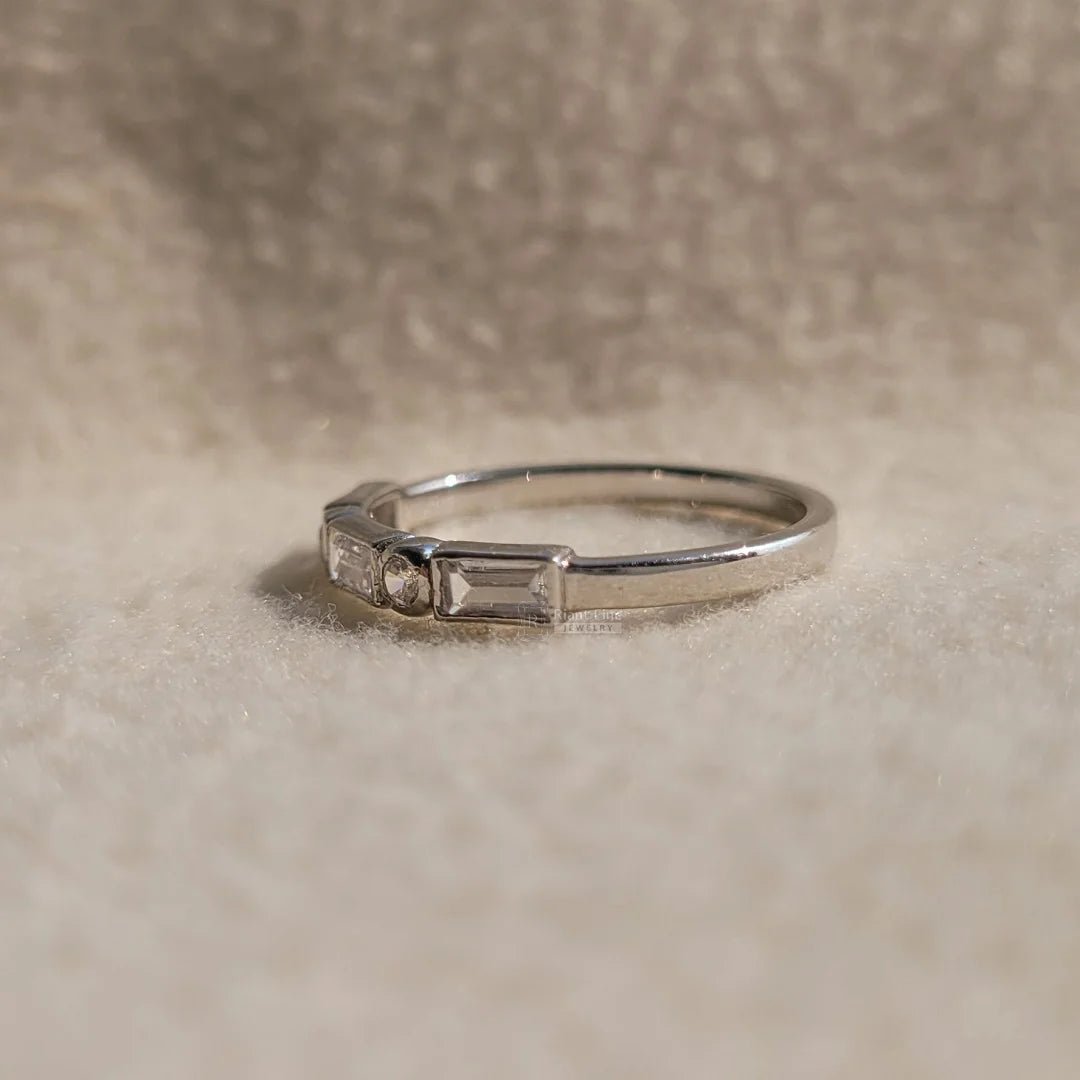 Dainty Baguette Lab Diamond White Gold Band - Riant Fine Jewelry LLC