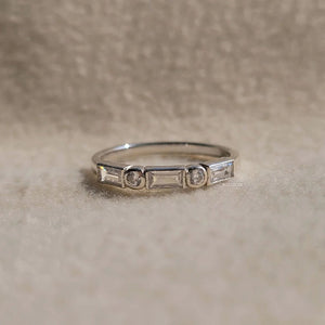 Dainty Baguette Lab Diamond White Gold Band