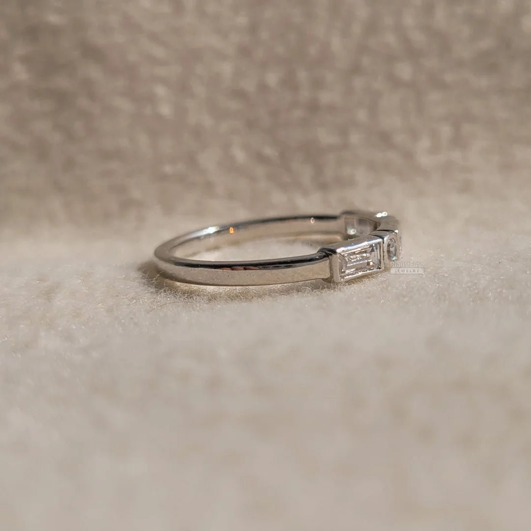 Dainty Baguette Lab Diamond White Gold Band - Riant Fine Jewelry LLC