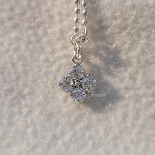 Dainty Four Round Lab Grown Diamond Pendant Necklace - Riant Fine Jewelry