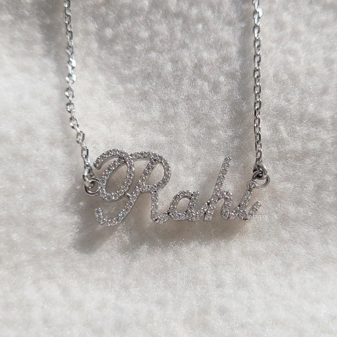 Dainty Gold Lab Grown Diamond Custom Name Pendant - Riant Fine Jewelry