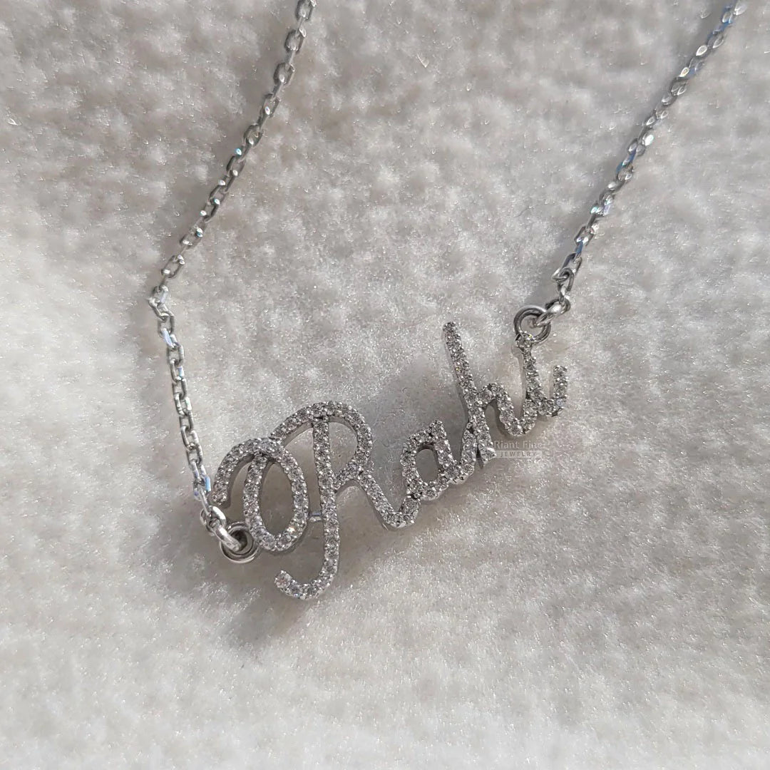 Dainty Gold Lab Grown Diamond Custom Name Pendant - Riant Fine Jewelry