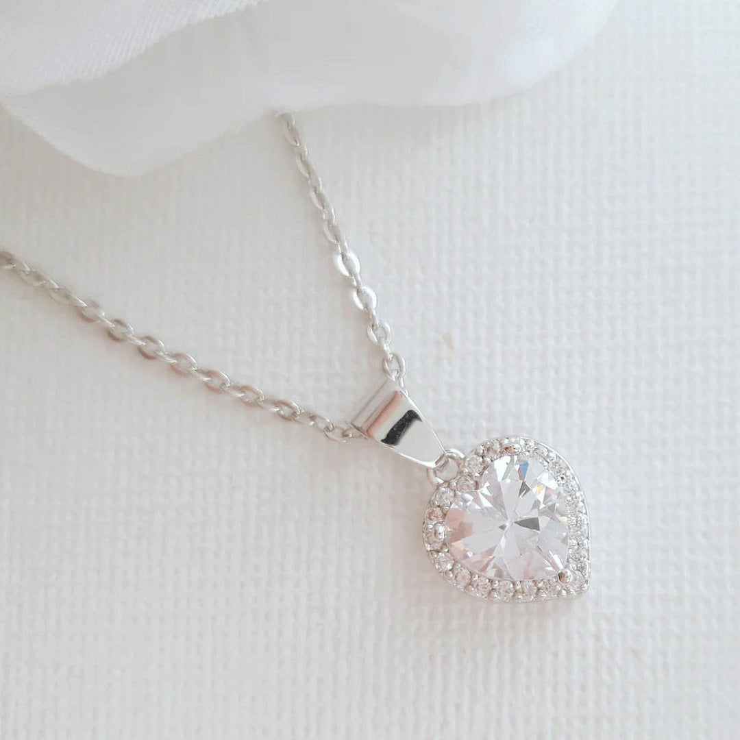Dainty Moissanite Halo Necklace