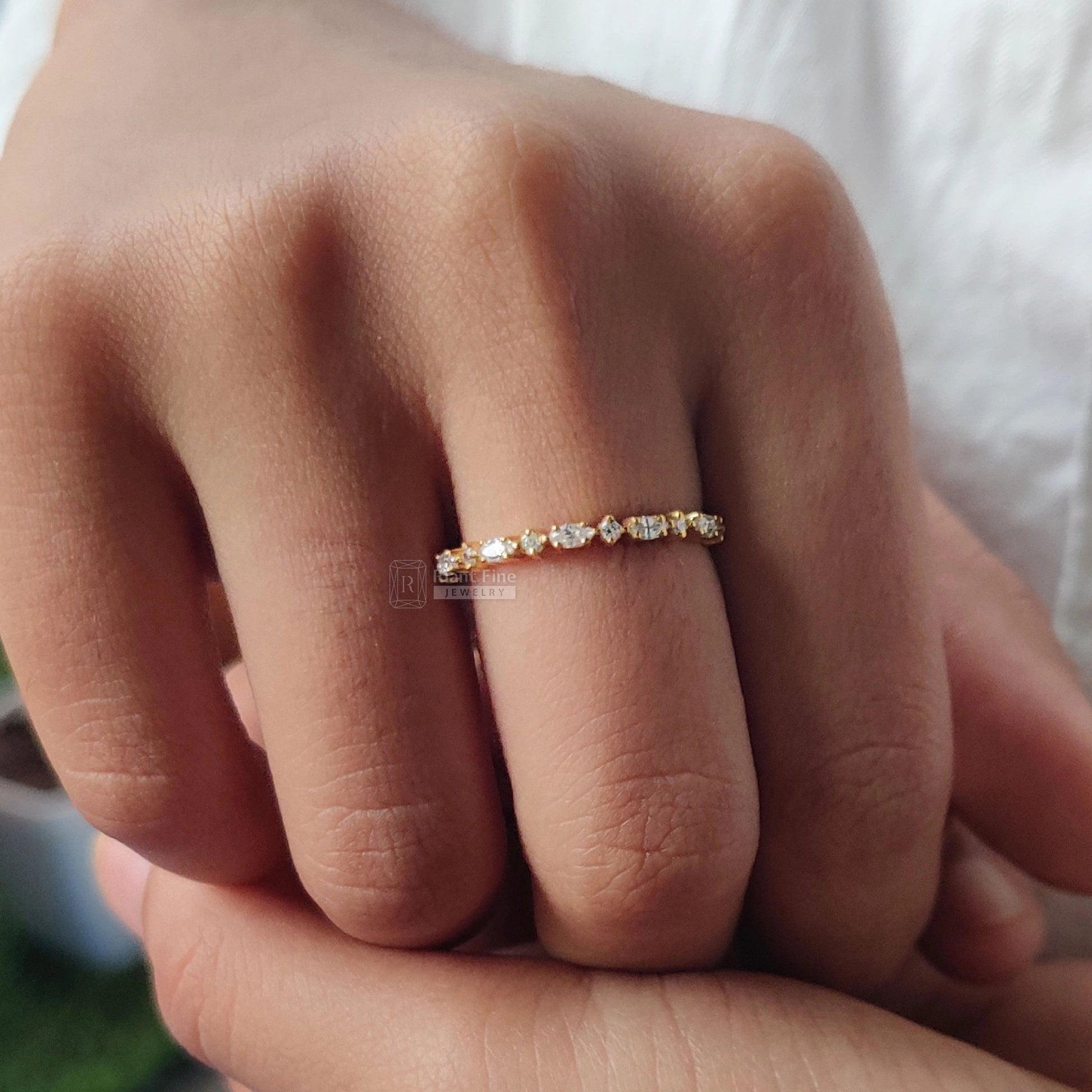 Dainty Lab Grown Diamond Wedding Bands in Gold - Riant Fine Jewelry LLC