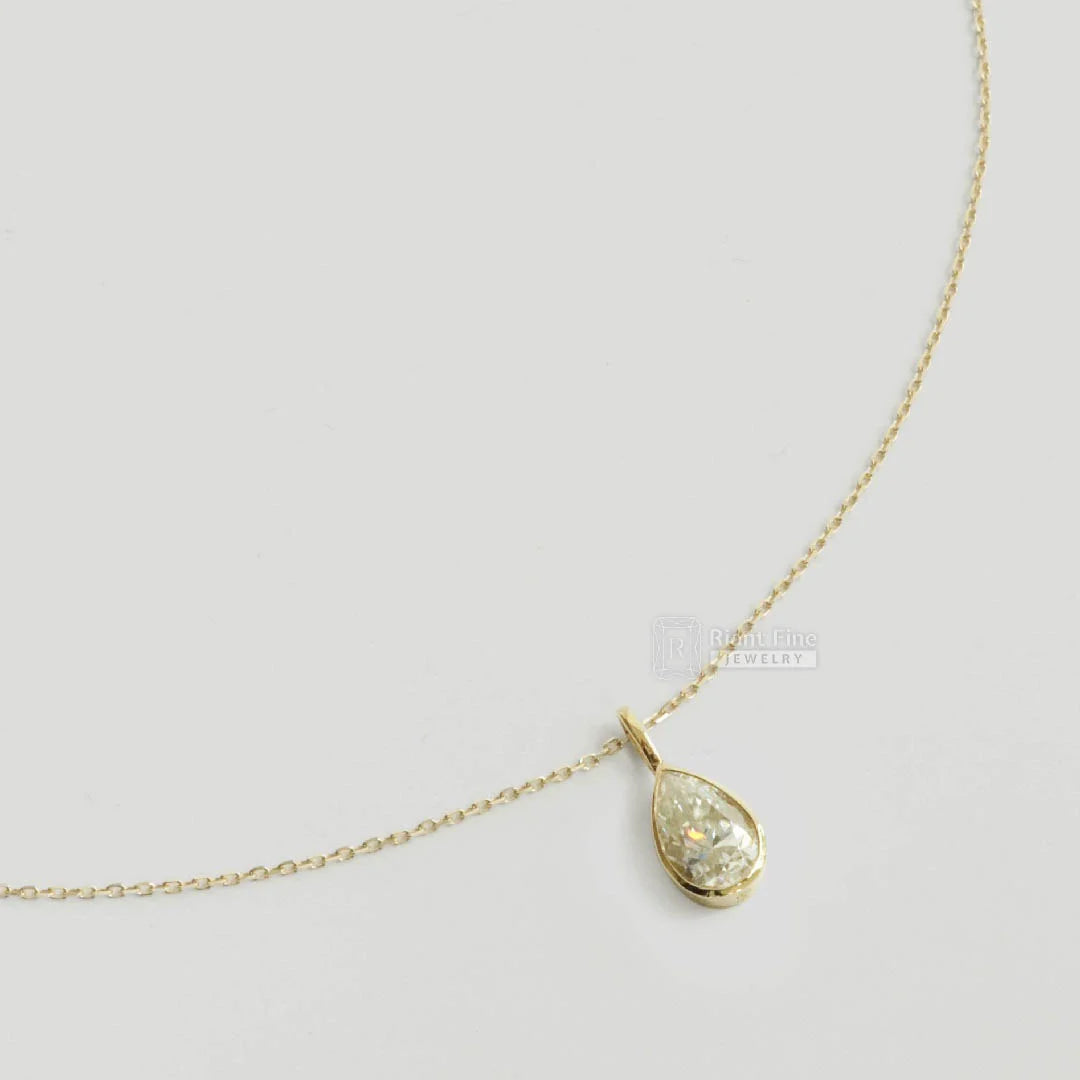 Dainty Pear Cut Moissanite Pendant