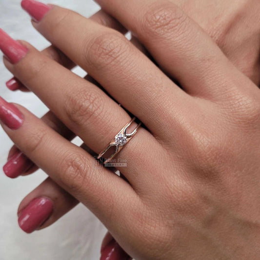 Dainty Round Diamond Solitaire Lab Grown Engagement Ring - Riant Fine Jewelry LLC