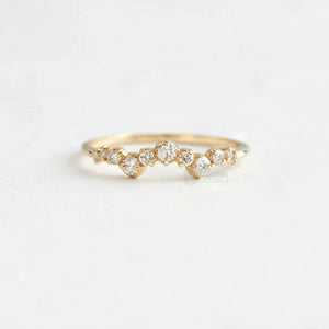 Dainty Round Diamond Wedding Band 14K Yellow Gold