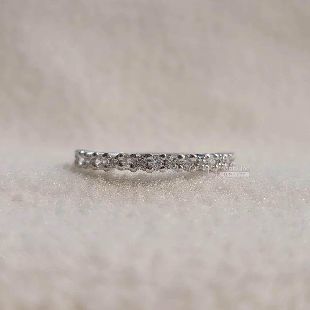Delicate Round Diamond Half Eternity Gold Wedding Band - Riant Fine Jewelry
