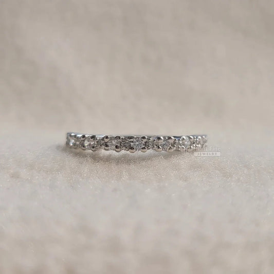 Delicate Round Diamond Half Eternity Gold Wedding Band - Riant Fine Jewelry