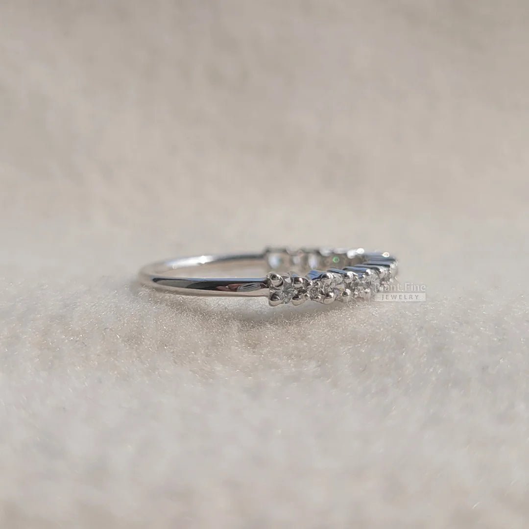 Delicate Round Diamond Half Eternity Gold Wedding Band - Riant Fine Jewelry