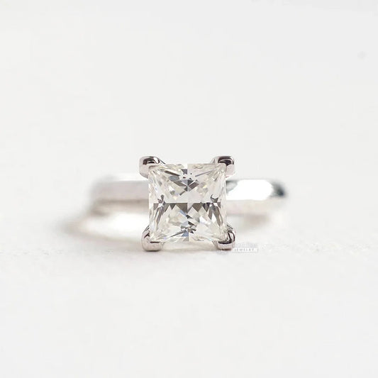 Side View of Princess Cut Lab Diamond Ring