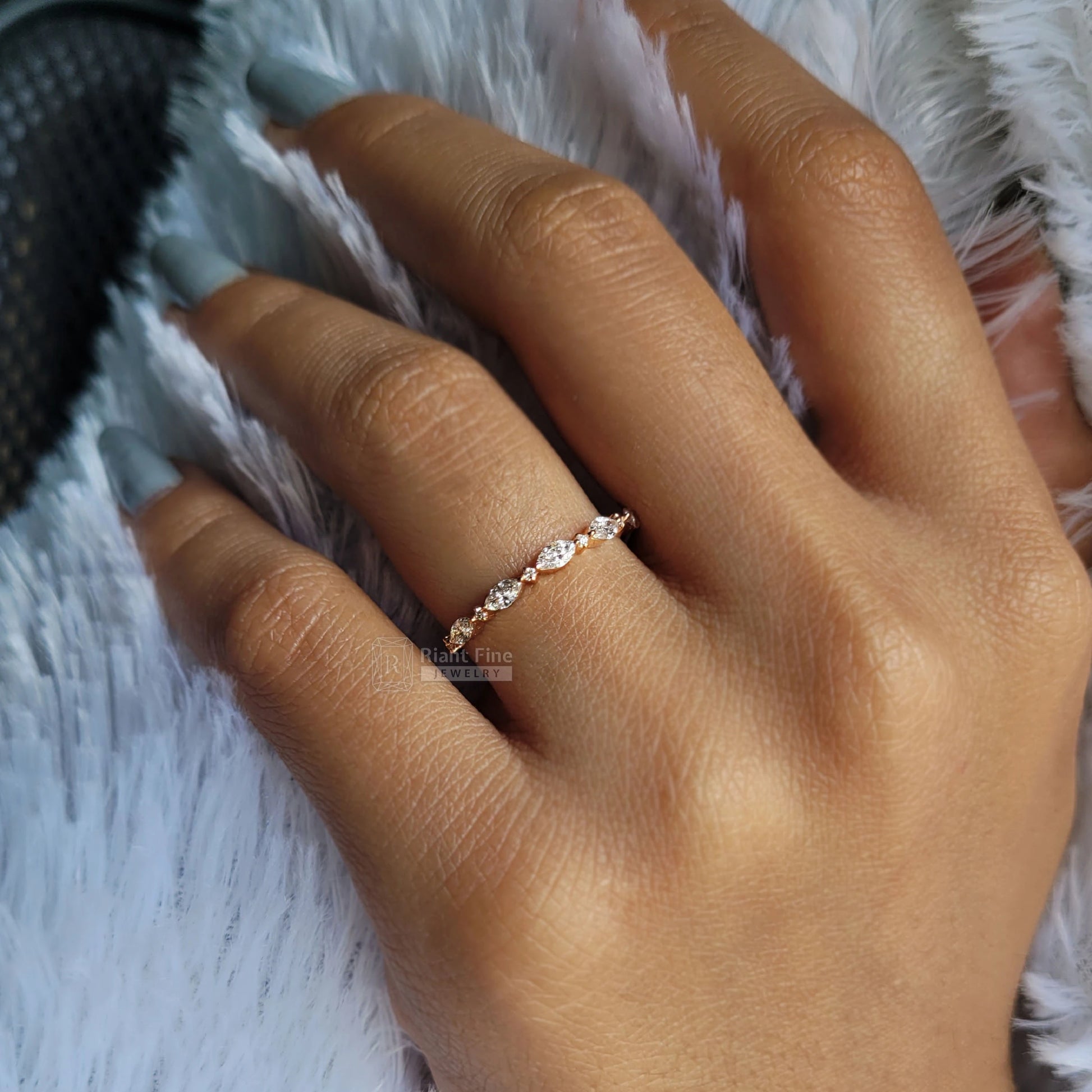 Riant Fine Jewelry : round cut diamond bands, lab diamond bands, engagement rings for women, engagement rings under 500, diamond promise rings, dainty diamond bands